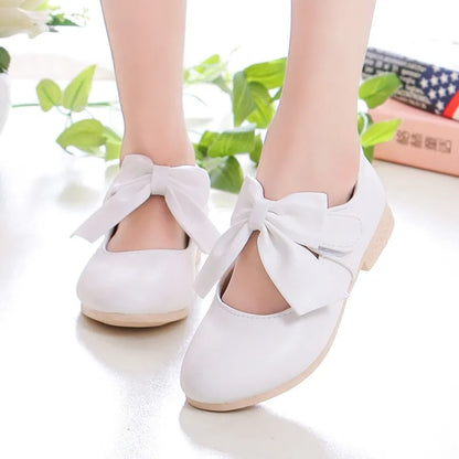 Girls Princess Shoes Shallow Bowknot Metallic Color Fashion Sweet Girl's Mary Janes Shoes Light Non-slip 26-36 Kids Ballet Flats