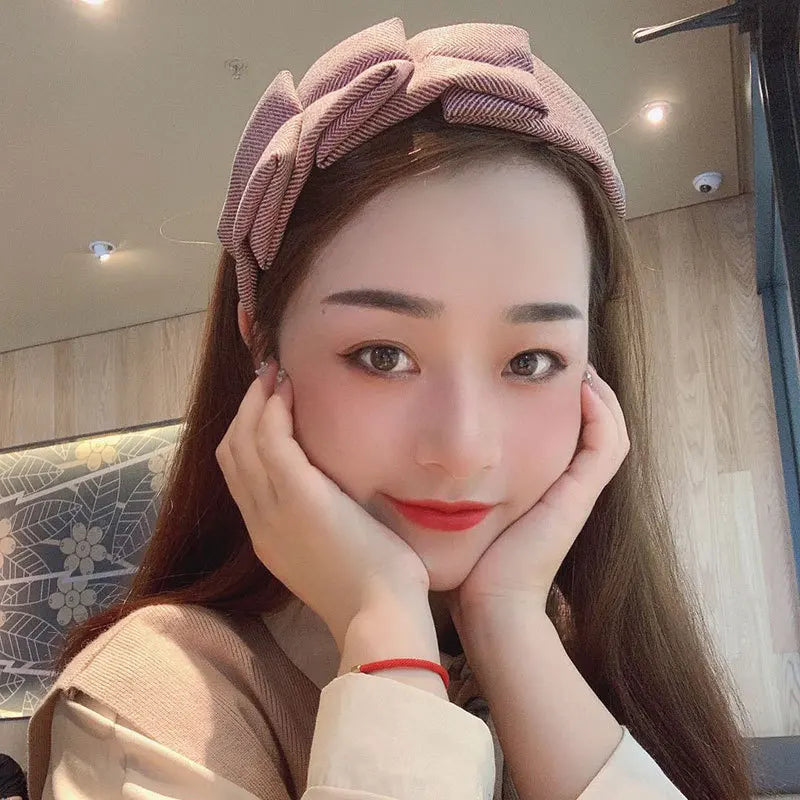 Fashion Autumn Winter Fabric Plaid Headband for Women Girls Non-slip Hairband Female Hair Hoop