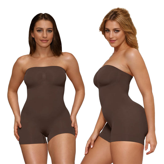 Women's Shapewear Bodysuits Tummy Control Butt Lifter Body Shaper Strapless Seamless Mid Thigh Jumpsuit Tops