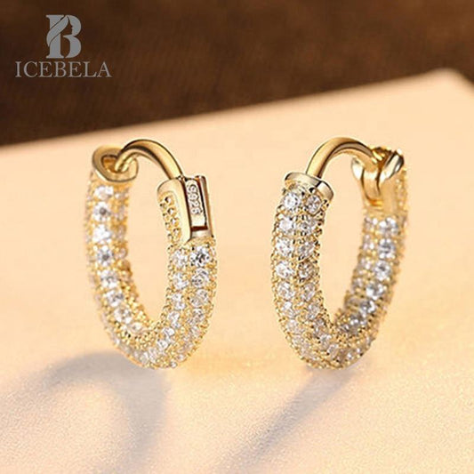 Ear Clip Korean Style Light Luxury S925 Sterling Silver Earring Zircon Inlaid Hoop Earrings For Girls