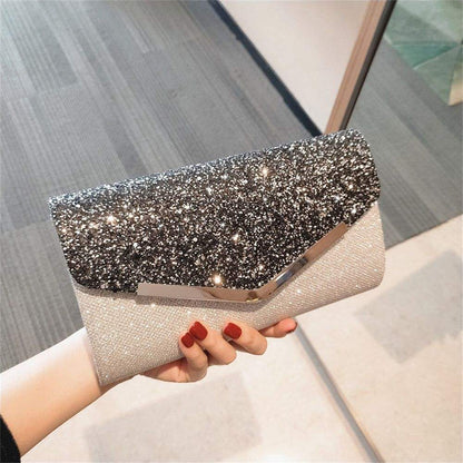 New Pu Leather Evening Sequins Clutch Party Dinner Dress Shoulder For Mobile Phone Purse