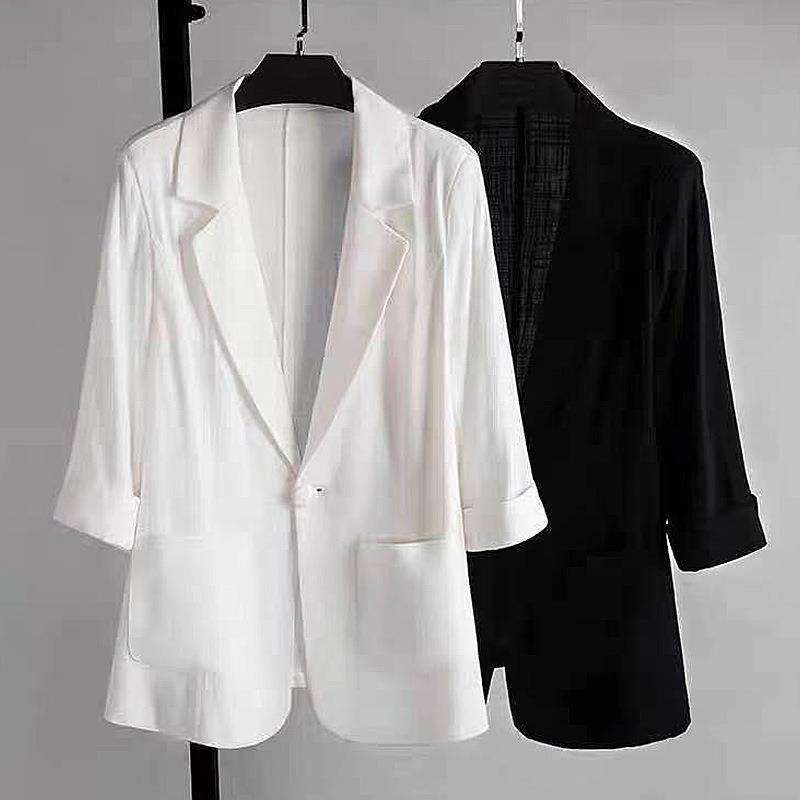 spring and summer Cotton and hemp suit woman new casual fashion suit commute coat