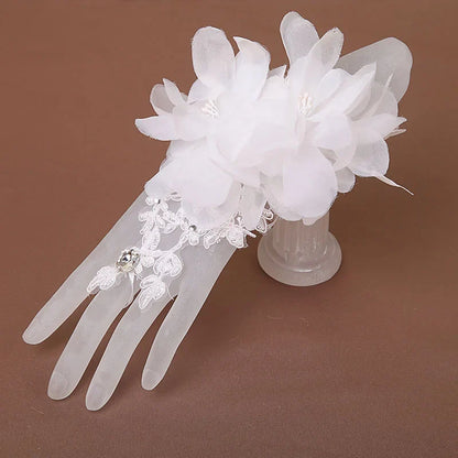 Girl Gloves Fingerless Wedding Gloves Lace Beaded Short Design Gloves For Bridal Wedding Accessories