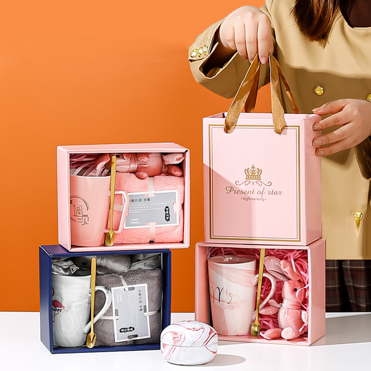 Ladies Birthday Gift Set Customised Ceramic Mug and Lovely Towel for Weddings and Promotions Guests' Souvenir Items