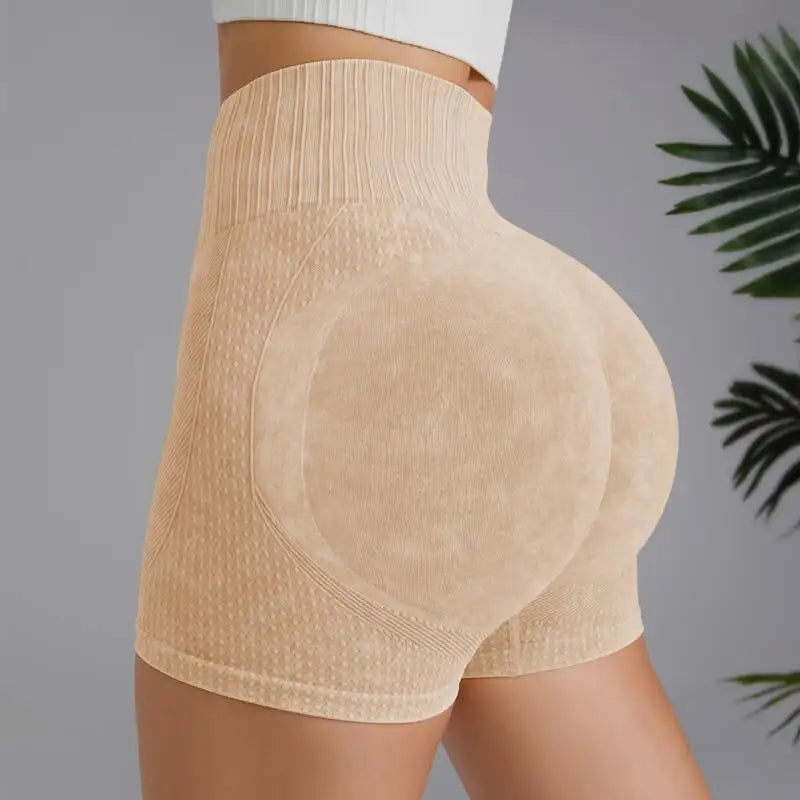 Seamless yoga shorts Women Sexy High Waist washed Sports shorts Slim Push Up Workout Fitness shorts