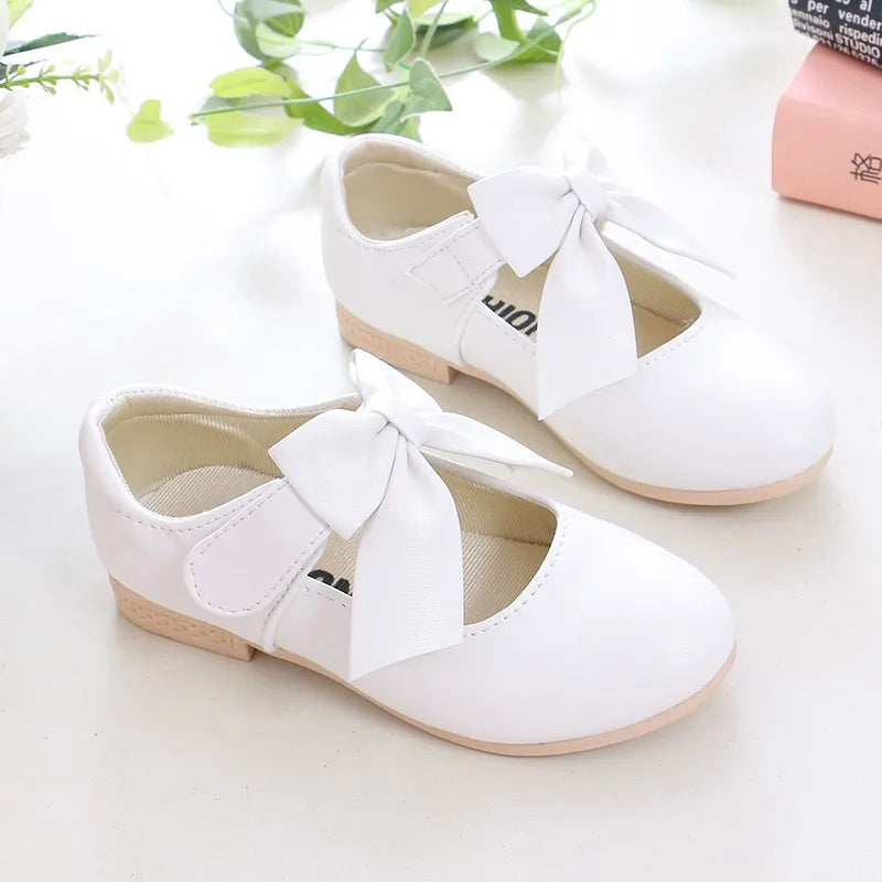 Girls Princess Shoes Shallow Bowknot Metallic Color Fashion Sweet Girl's Mary Janes Shoes Light Non-slip 26-36 Kids Ballet Flats