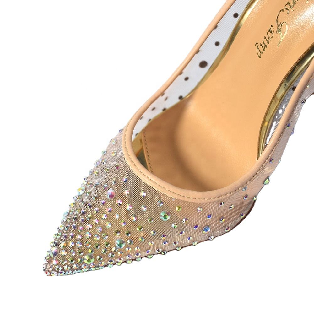 Women Rhinestone Glitter Heels Silver Ladies High Heels Pumps Crystals Wedding Shoes