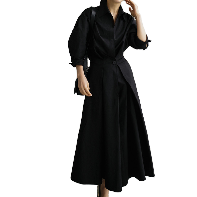 Women's Mid-Length A-Line Dress Loose Fitting Chiffon Slides for Summer/Winter Breathable and Sustainable Ruched Detail