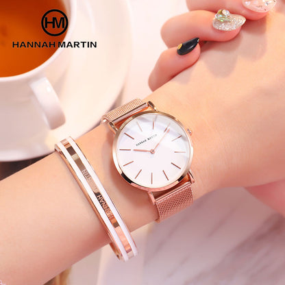 ANNAH MARTIN WATCHES FACTORY Diameter 36mm Japan Quartz Waterproof Ladies Watches Milanese Mesh Strap Wrist Watches for Women