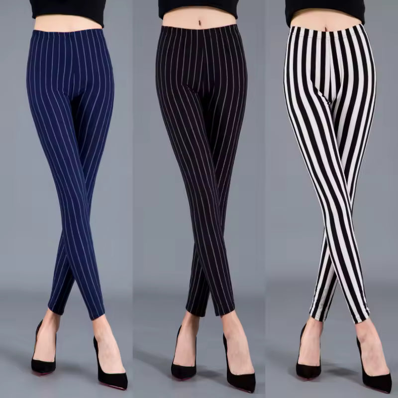 Women Plaid Leggings Fashion Print Fitness Houndstooth Floral Stripe Dot Leopard Pure Black Pants High Waist Trousers