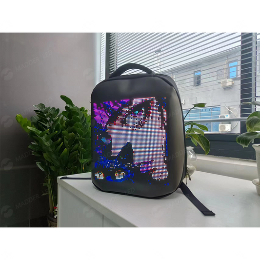 Unisex LED Display Backpack with USB Waterproof Digital Advertising Screen Fashionable Cartoon Pattern for School Use