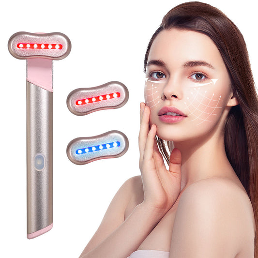 New Red Light Skin Care Wand Beauty Eyes Massage Equipment Anti Age Vibrating Face Heated EMS Eye Massager Wand with Heat