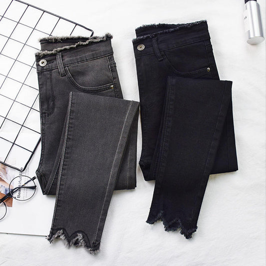 new style blue black gray denim ladies pencil pants women pencil jeans