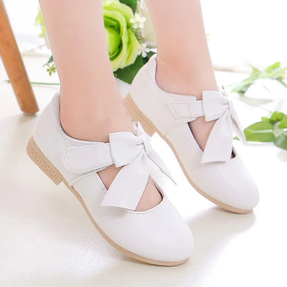 Girls Princess Shoes Shallow Bowknot Metallic Color Fashion Sweet Girl's Mary Janes Shoes Light Non-slip 26-36 Kids Ballet Flats