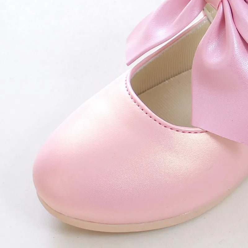 Girls Princess Shoes Shallow Bowknot Metallic Color Fashion Sweet Girl's Mary Janes Shoes Light Non-slip 26-36 Kids Ballet Flats