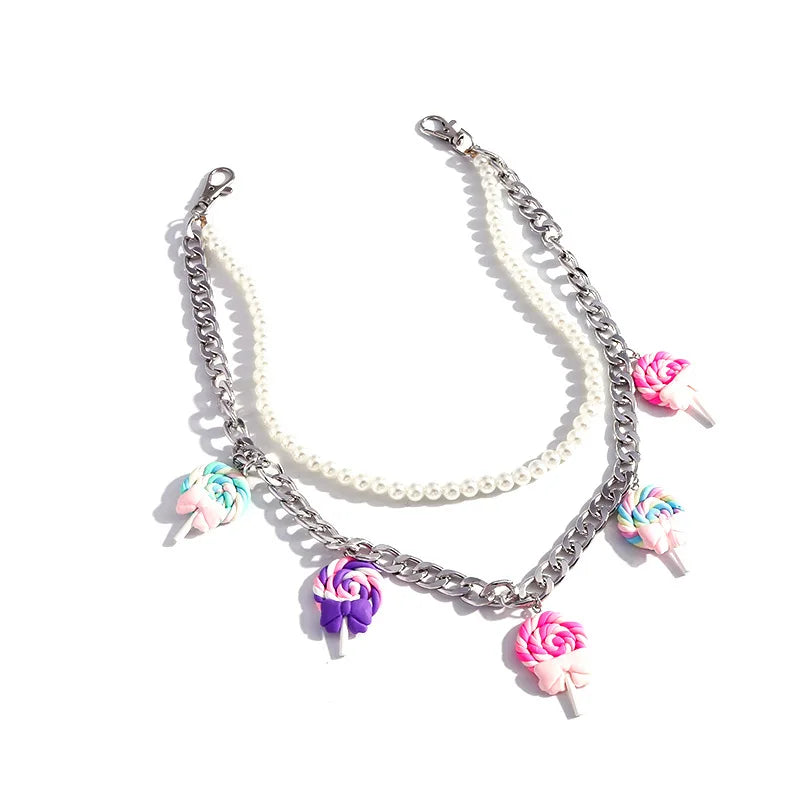 Women Cute Waist Chain Multicolor Acrylic Flower Pants Trousers Chain Punk Jewelry