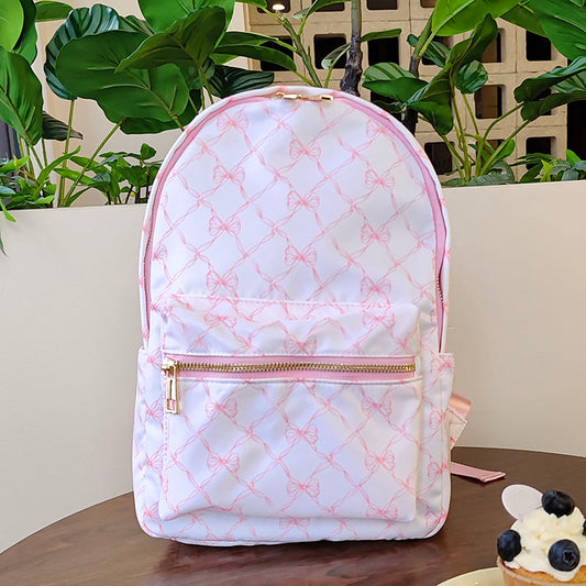 Pink Blue Bow Printing Zipper Schoolbags Travel Designer Back To School Kids Backpack