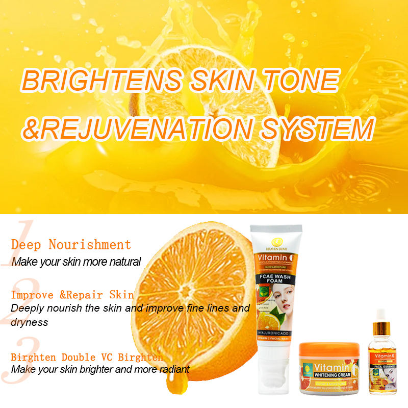 Organic Rejuvenating Anti Aging Whitening Vitamin C Brightening Acne Treatment Skincare Set Korean Skin Care Set