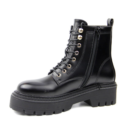 Women Designer Pu Zip Up Leather Shoes Bottes Ladies Leather Platform Boots