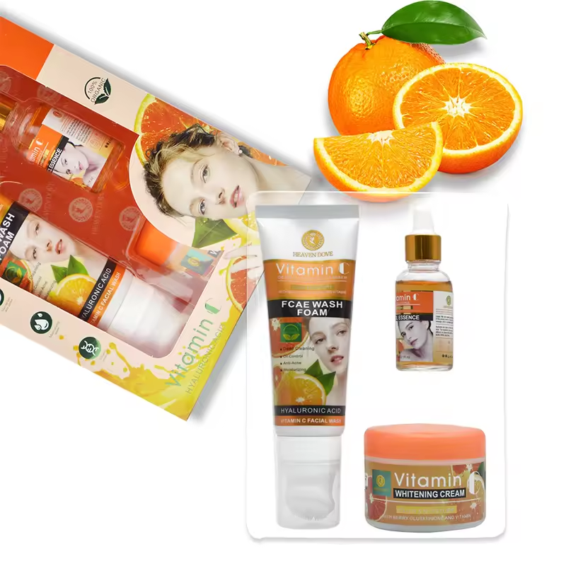 Organic Rejuvenating Anti Aging Whitening Vitamin C Brightening Acne Treatment Skincare Set Korean Skin Care Set