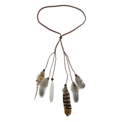 Gypsy Fashion Beautiful Boho Style Feather Headband Headdress Tribal Hair Feather Rope Headpieces Hippie Party