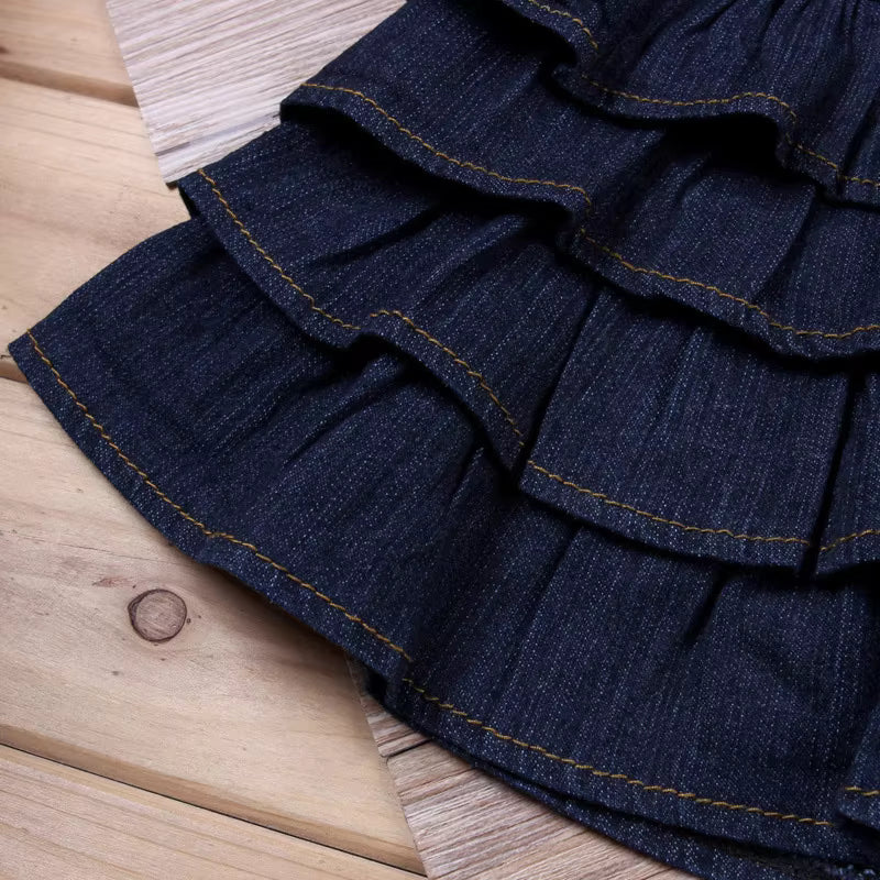 SUMMER KOREA FASHION KIDS GIRLS HOT SALE JEANS LAYERED DRESSES