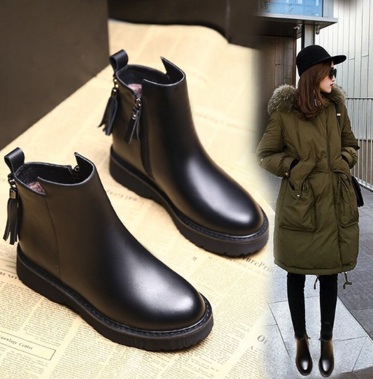 New style design factory wholesale custom ladies casual fashion classic PU Students comfortable flat lady zipper women boots