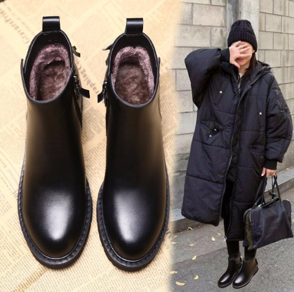 New style design factory wholesale custom ladies casual fashion classic PU Students comfortable flat lady zipper women boots