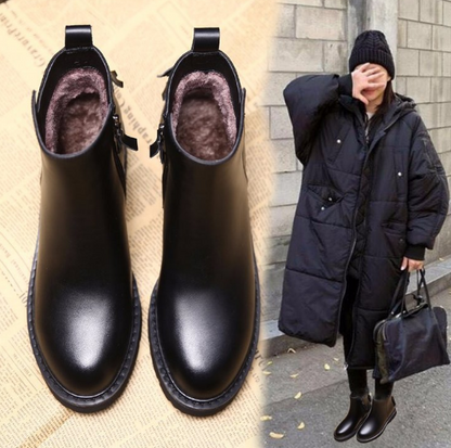 New style design factory wholesale custom ladies casual fashion classic PU Students comfortable flat lady zipper women boots