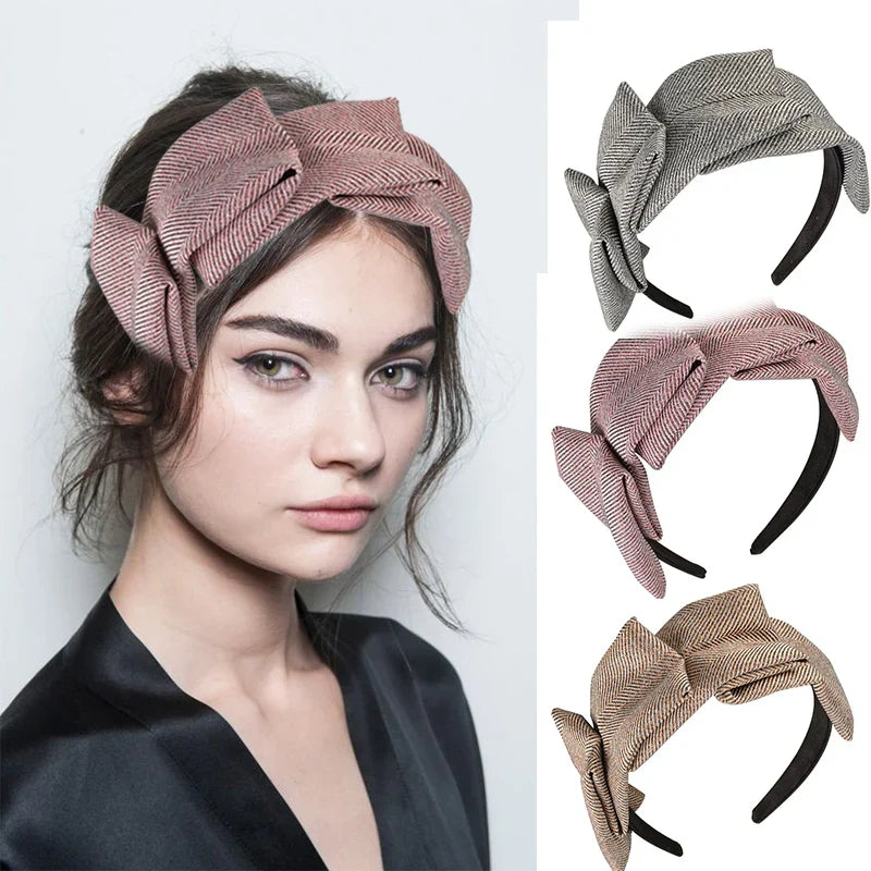 Fashion Autumn Winter Fabric Plaid Headband for Women Girls Non-slip Hairband Female Hair Hoop