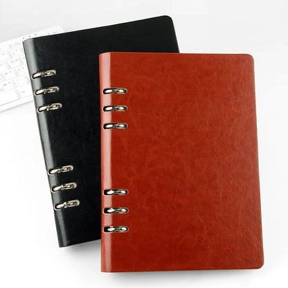A5 Leather Loose-leaf Refill Notebook Cover Spiral Binder Planner Diary Replacement Cover Office School Supplies