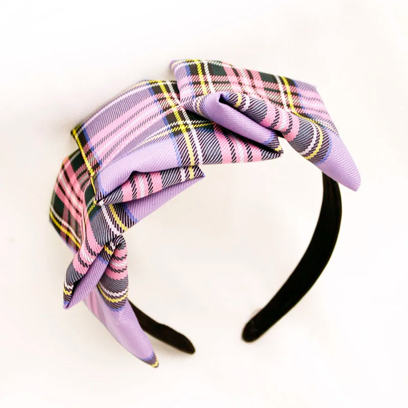 Fashion Autumn Winter Fabric Plaid Headband for Women Girls Non-slip Hairband Female Hair Hoop