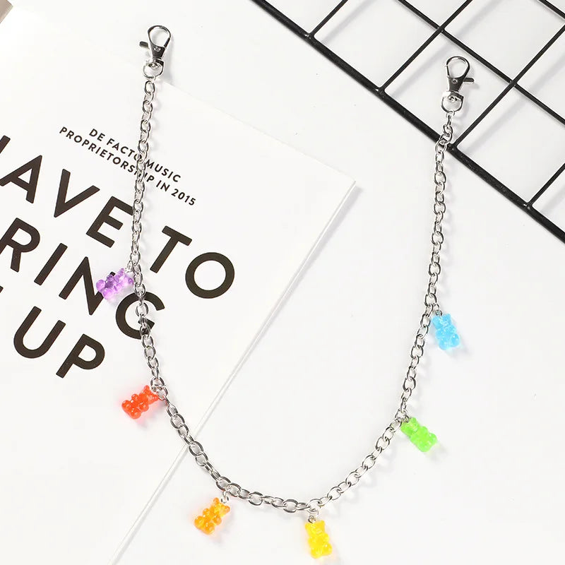 Women Cute Waist Chain Multicolor Acrylic Flower Pants Trousers Chain Punk Jewelry