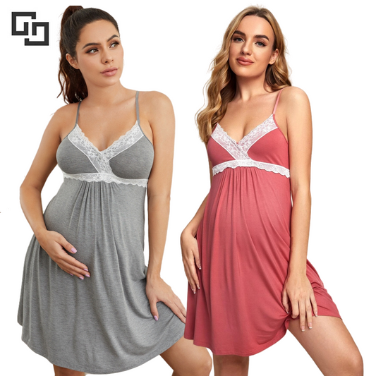 New Cozy Good Stretch Nursing Pregnant Breastfeeding Gown Clothes Maternity Dress