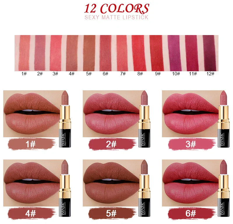 Lipstick Matte Waterproof Velvet Pigment Nude Rouge Waterproof Long Lasting Lip Profissional Cosmetics Beauty