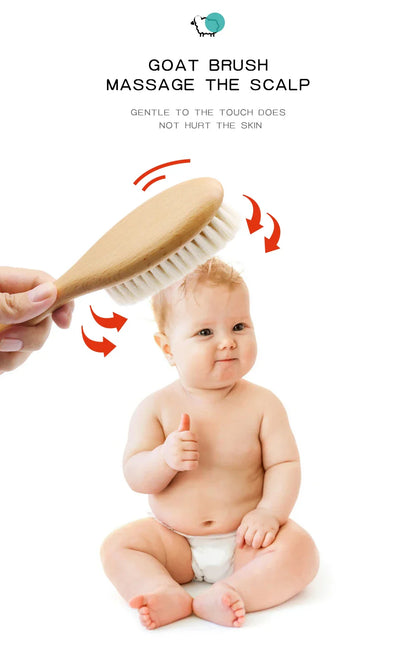 Baby Hair Brush for Hair Personalized Baby Brush Soft Goat Bristle Kids Hair Brush