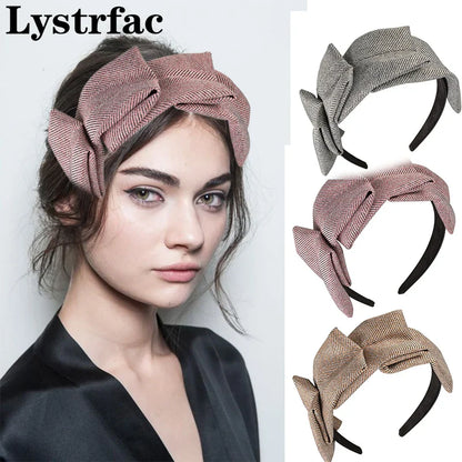 Fashion Autumn Winter Fabric Plaid Headband for Women Girls Non-slip Hairband Female Hair Hoop