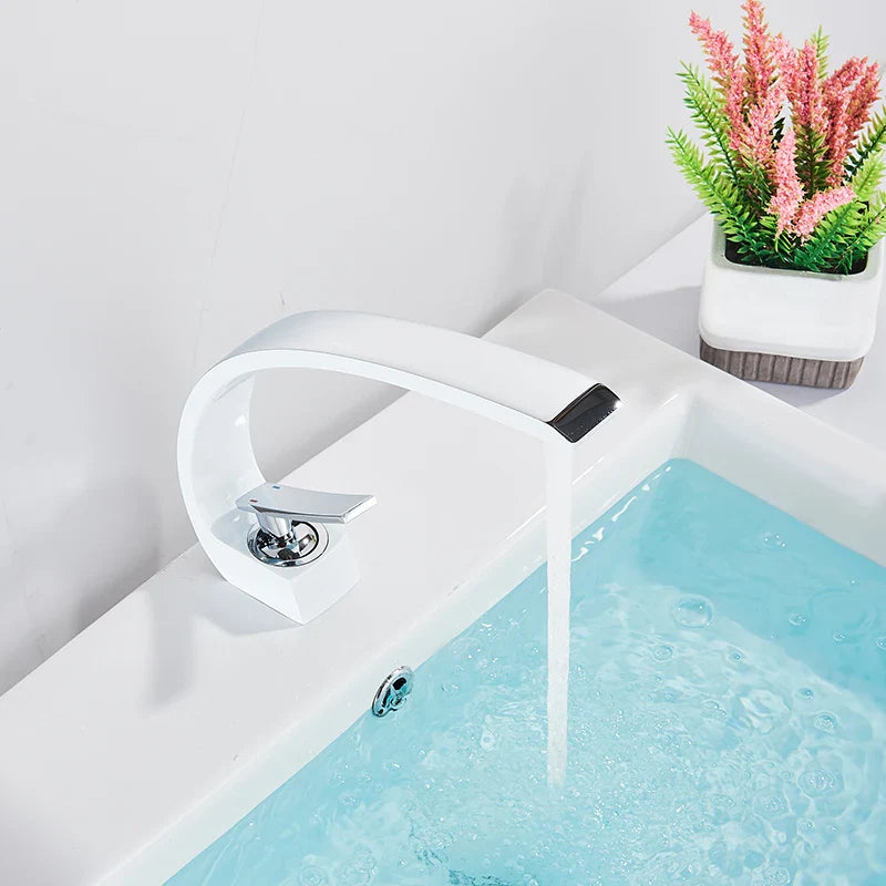 Luxury Brass Basin Faucet Deck Mounted Black Hot Cold Water Bathroom Basin Wash Mixer Tap Single Hole For Bathroom