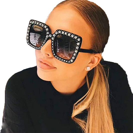 Fashion Rhinestone Square Eyeglasses Frames Shades Women Colorful Eyewear Ladies Sunglasses