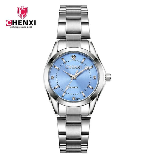 ChenXi CX-021B High Quality Stainless Steel Female Quartz Watches Ladies Fashion Girl Water Resistant Rhinestone Watch