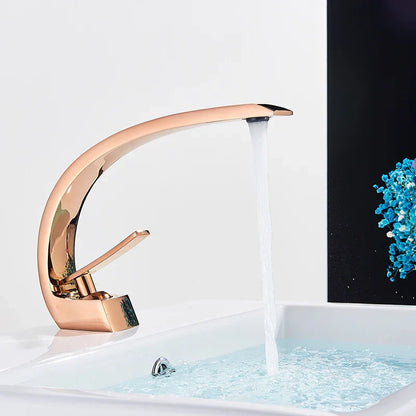 Luxury Brass Basin Faucet Deck Mounted Black Hot Cold Water Bathroom Basin Wash Mixer Tap Single Hole For Bathroom