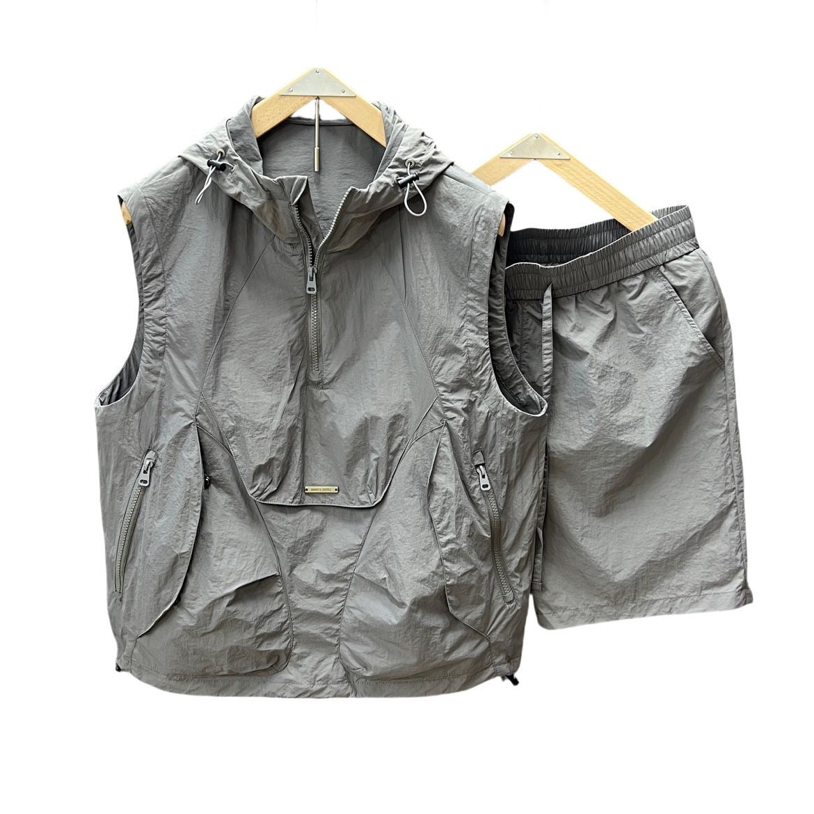 Casual Hooded Vest Suit Men's Summer Workwear Thin Loose