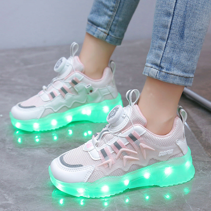 Rotating Button Charging Colorful Light Shoes Sports Light Up Shoes (Available)