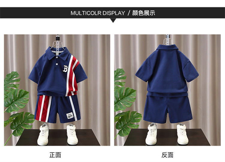 Summer Baby Boys Clothes Suits Kids Patchwork POLO Shirts and Shorts 2pcs Suit Children Short Sleeve Tracksuits Boys Sports Set