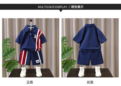 Summer Baby Boys Clothes Suits Kids Patchwork POLO Shirts and Shorts 2pcs Suit Children Short Sleeve Tracksuits Boys Sports Set