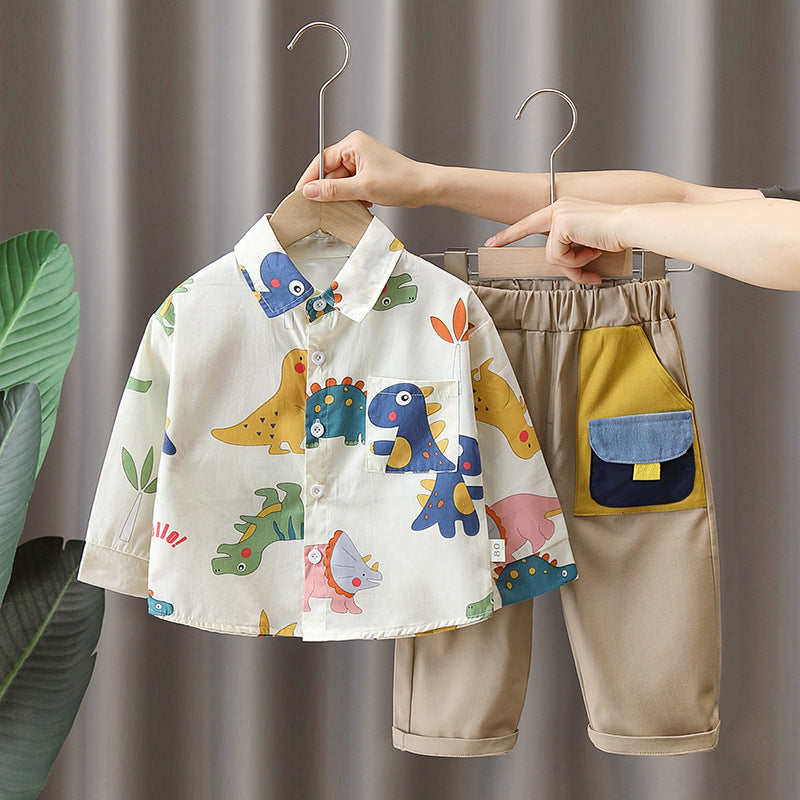 Printing Shirt For Boys Pants Breathable Two-piece Set