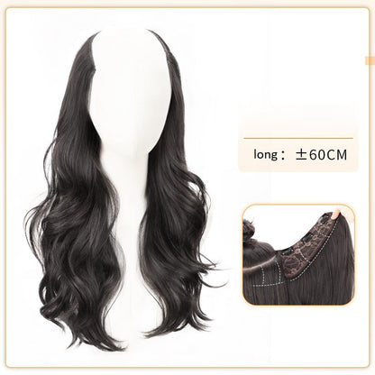 Wig piece one-piece big wave U-shaped curly hair natural fluffy hair volume wig female long hair seamless  (Available)