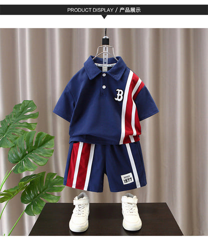 Summer Baby Boys Clothes Suits Kids Patchwork POLO Shirts and Shorts 2pcs Suit Children Short Sleeve Tracksuits Boys Sports Set
