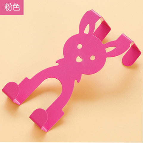 Traceless Cartoon Rabbit Hooks Bedroom Kitchen Door Hooks Clothes Bag Coat Dual Hanger Organizer Hanging Sundries Pothookesline