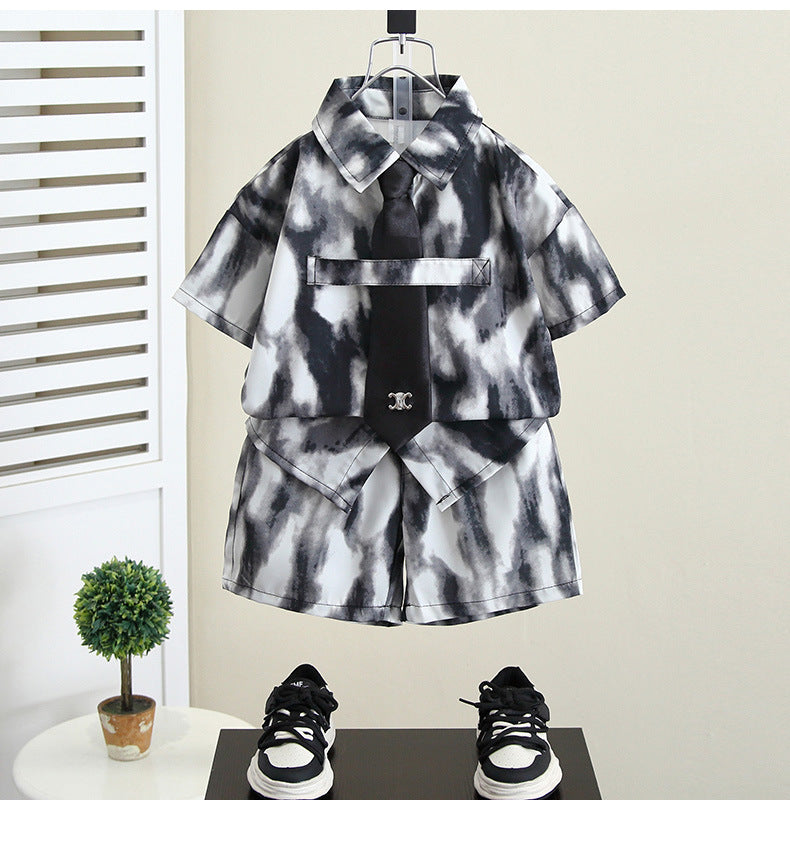 Summer Boys Clothes Suit Fashion Children's Shirt+Shorts 2Pcs/Set Toddler Wedding Party Suit Kids Vacation Outfit 2-11 Years